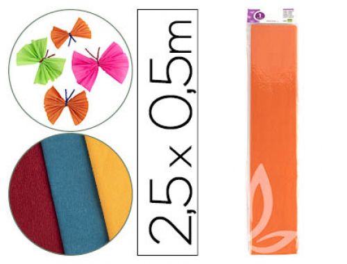 Papel crepe em celofane liderpapel 50 cm x 2,5 m laranja classico , Liderpapel , 24282 , 8423473242821